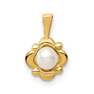 14k Yellow Gold  Childrens 4-5mm White Button Freshwater Cultured Pearl Pendant